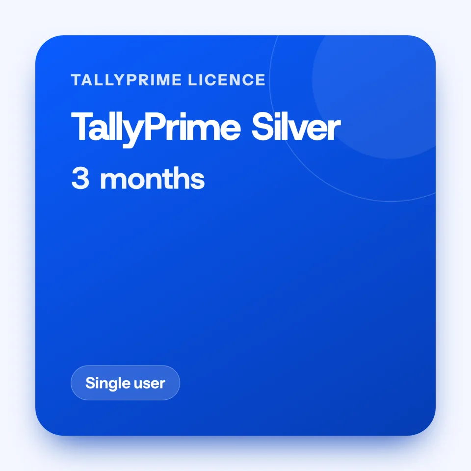 TallyPrime Silver, 3 months (Single user)